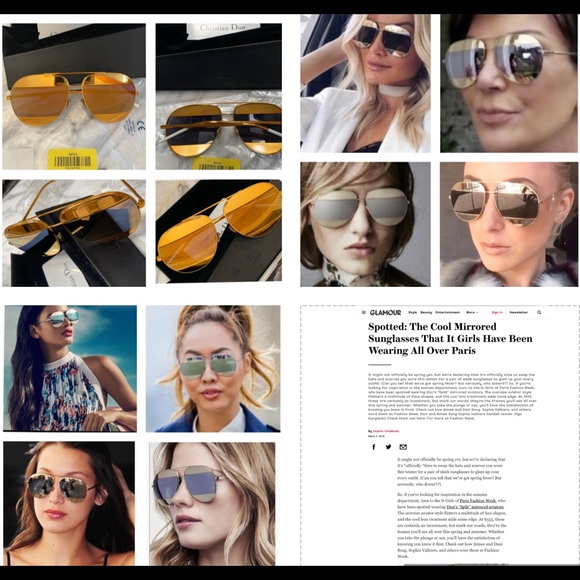 CHRISTIAN DIORSPLIT YELLOW GOLD &GREY MIRRORED LENSES WITH MONOGRAMED SUNNIES - Picture 8 of 16